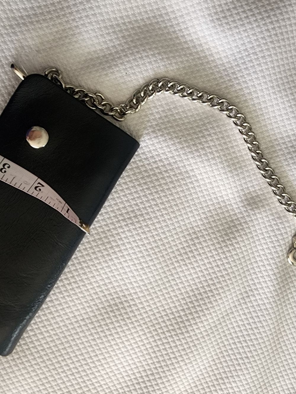 Men's Black Leather Wallet with Silver Chain - Picture 7 of 8